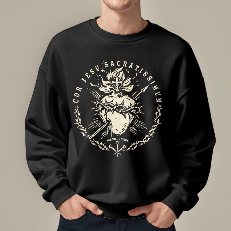Christianartworkshop Classic Style Sacred Heart of Jesus Fleece Lined Polyester Sweatshirt - image 8