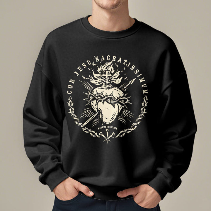 Christianartworkshop Classic Style Sacred Heart of Jesus Fleece Lined Polyester Sweatshirt - image 8