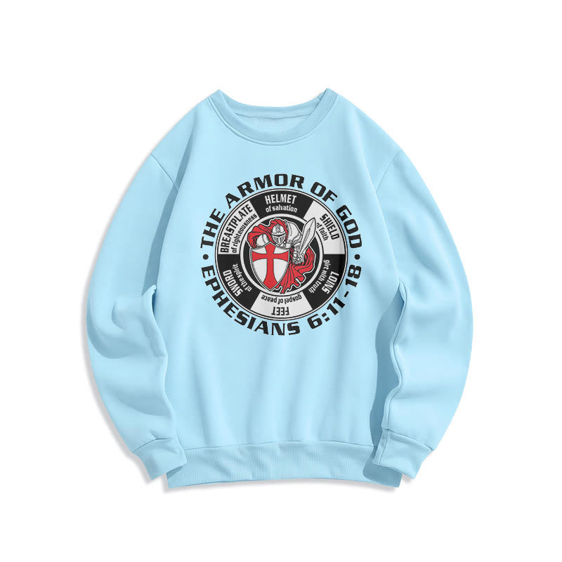 Christianartworkshop Modern Colored Style Crusader Knight Armor of God Fleece Lined Polyester Sweatshirt - Blue - 2XL - image 1