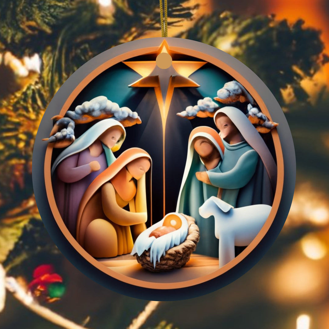 Christianartworkshop Classic Colored Style Star Nativity Scene Christmas Nativity Hanging Ornaments - Nativity Scene - image 1