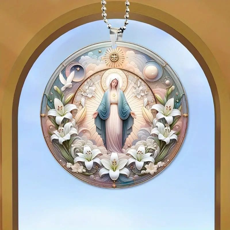 Christianartworkshop Classic Colored Style Divine Serenity Mary Christmas Hanging Ornaments - image 2