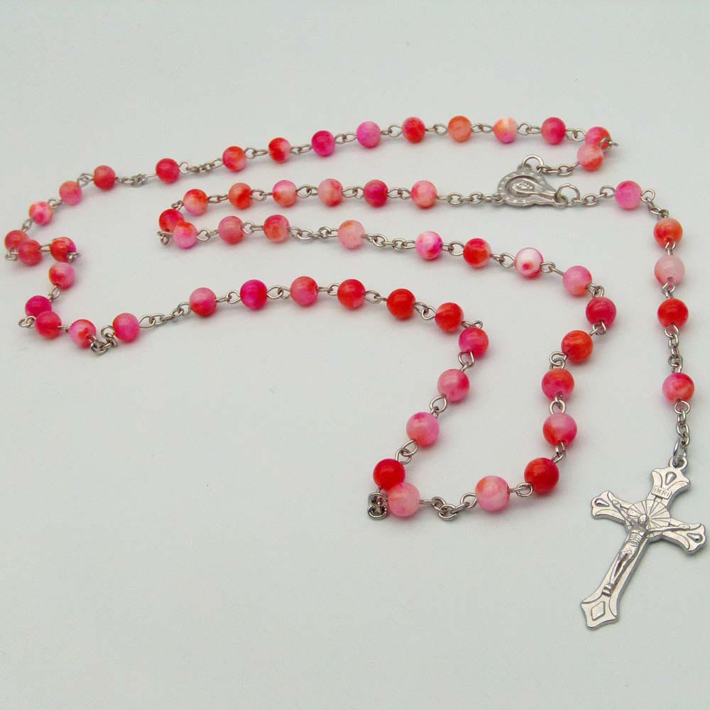 Christianartworkshop Our Lady of Rosary & Crucifix of 6 Mm Round Multicolor Alloy Chain Rosary - image 2