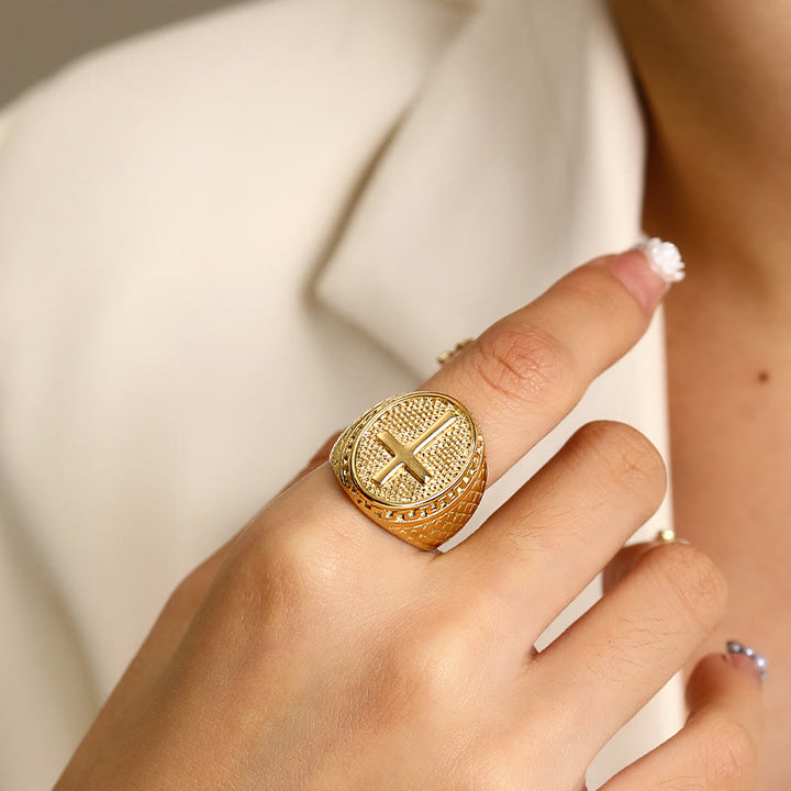 Christianartworkshop Classic Style Unique Cross Devine Faith Ring - image 5