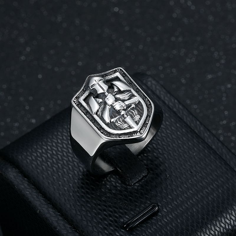 Christianartworkshop Classic Style Crusades Shield Sacred Protection Ring - US13 - image 1