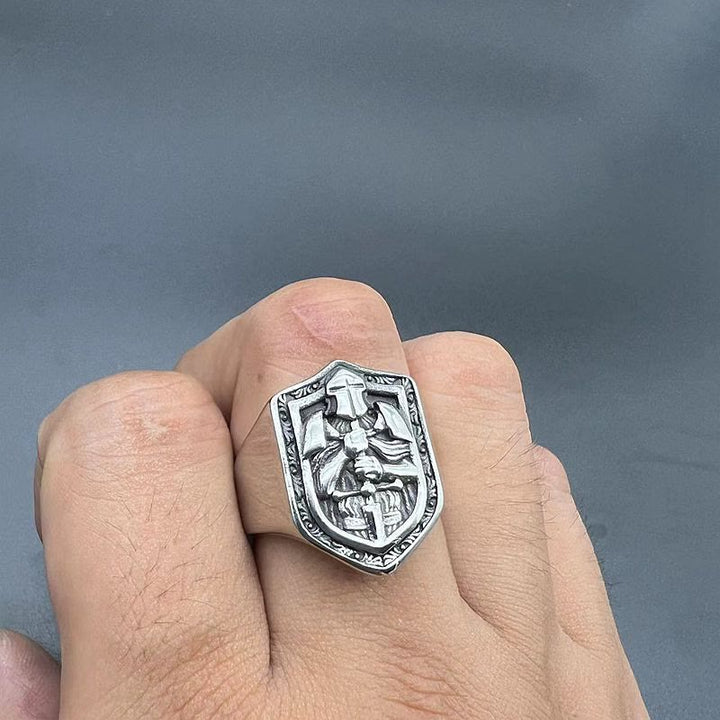 Christianartworkshop Classic Style Crusades Shield Sacred Protection Ring - image 7
