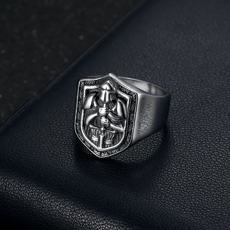 Christianartworkshop Classic Style Crusades Shield Sacred Protection Ring - image 1