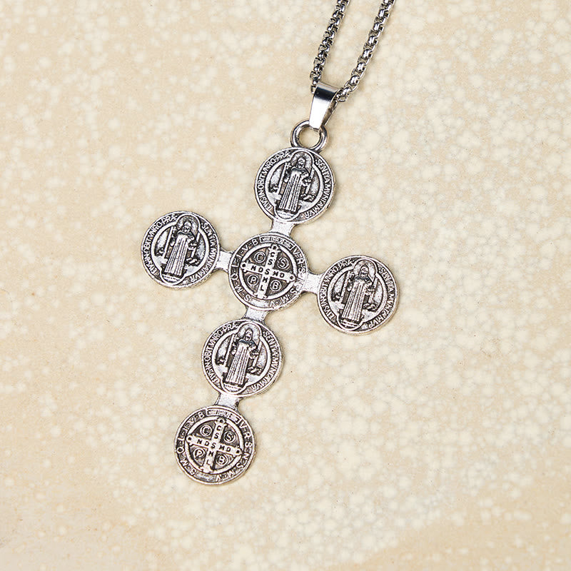 Christianartworkshop Classic Retro Style St. Benedict Cross Divine Protection Pendant Necklace - image 2