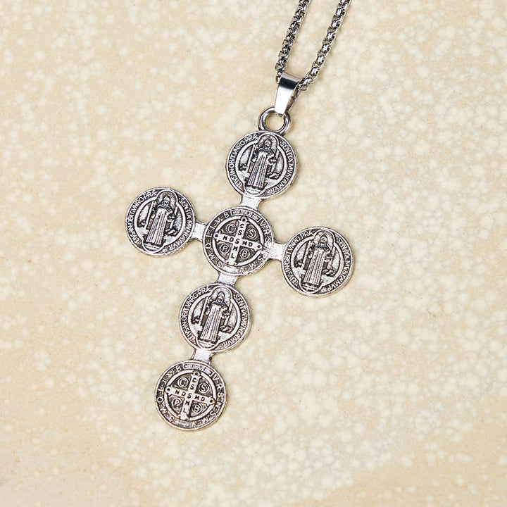 Christianartworkshop Classic Retro Style St. Benedict Cross Divine Protection Pendant Necklace - image 3