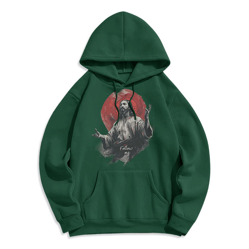 Christianartworkshop Classic Style Jesus Halo Follow Me Fleece Lined Polyester Hoodie - image 13