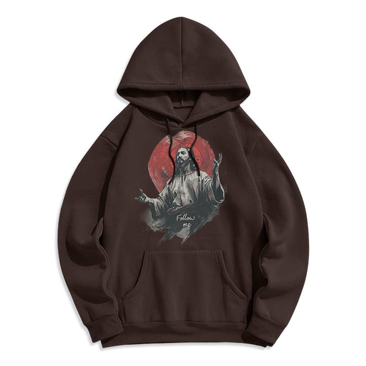 Christianartworkshop Classic Style Jesus Halo Follow Me Fleece Lined Polyester Hoodie - Brown - 2XL - image 13
