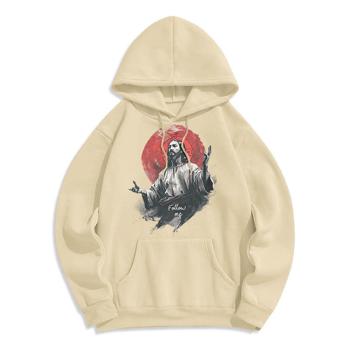 Christianartworkshop Classic Style Jesus Halo Follow Me Fleece Lined Polyester Hoodie - image 9