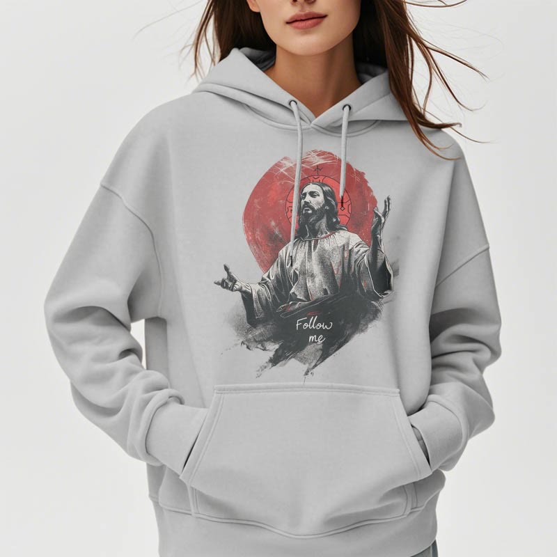 Christianartworkshop Classic Style Jesus Halo Follow Me Fleece Lined Polyester Hoodie - image 18