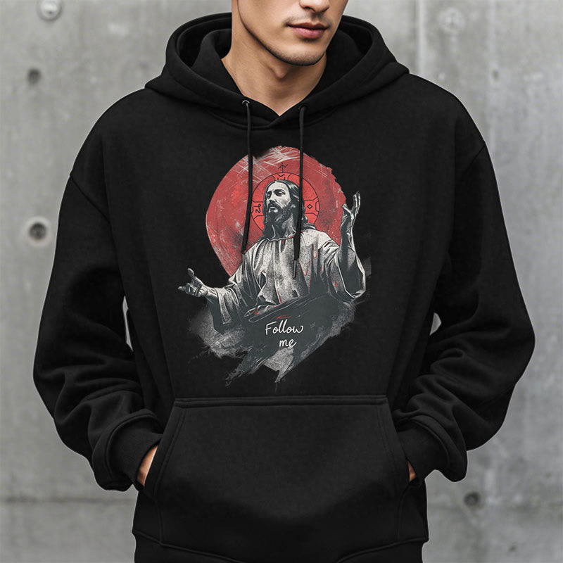 Christianartworkshop Classic Style Jesus Halo Follow Me Fleece Lined Polyester Hoodie - image 8