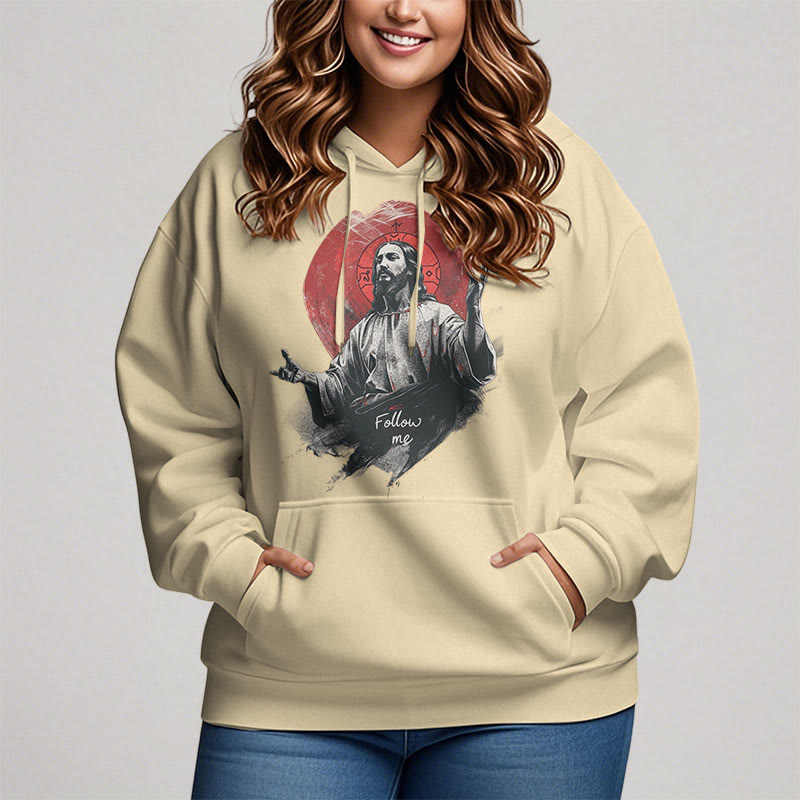 Christianartworkshop Classic Style Jesus Halo Follow Me Fleece Lined Polyester Hoodie - image 12