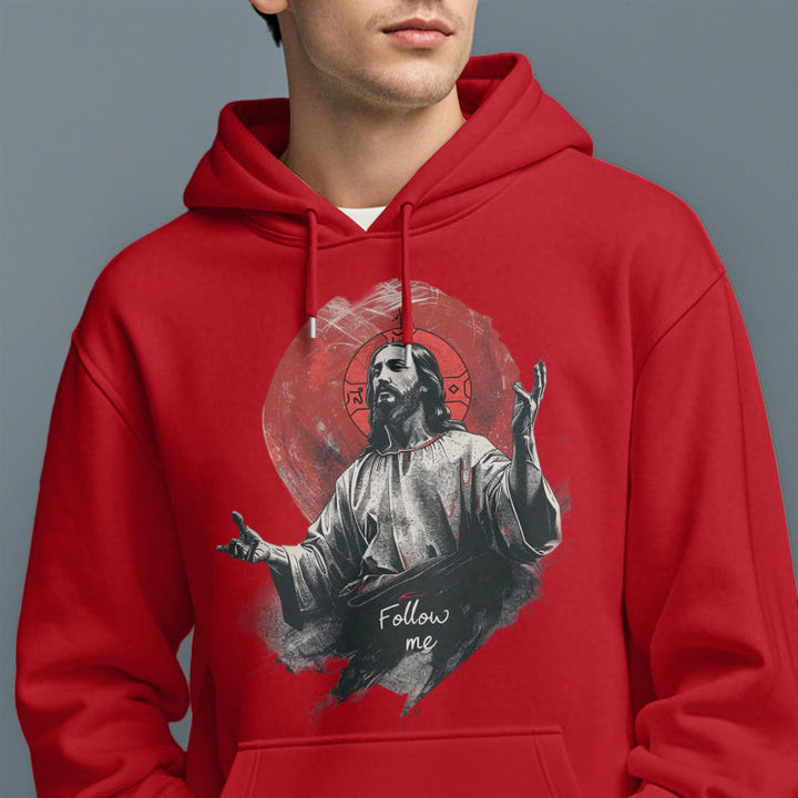Christianartworkshop Classic Style Jesus Halo Follow Me Fleece Lined Polyester Hoodie - image 18
