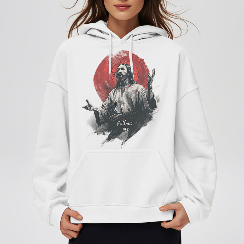 Christianartworkshop Classic Style Jesus Halo Follow Me Fleece Lined Polyester Hoodie - image 10