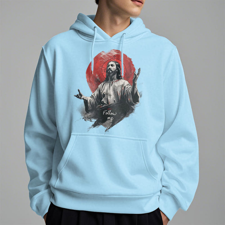 Christianartworkshop Classic Style Jesus Halo Follow Me Fleece Lined Polyester Hoodie - image 4