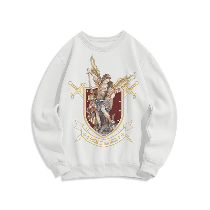 Christianartworkshop Classic Style Saint Michael the Archangel Fleece Lined Polyester Sweatshirt - White - 2XL - image 9
