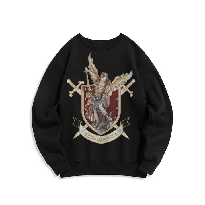Christianartworkshop Classic Style Saint Michael the Archangel Fleece Lined Polyester Sweatshirt - Black - 2XL - image 7