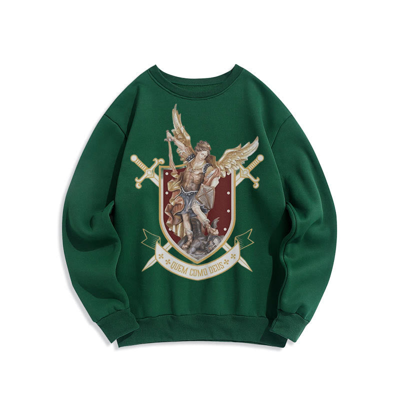 Christianartworkshop Classic Style Saint Michael the Archangel Fleece Lined Polyester Sweatshirt - Green - 2XL - image 1