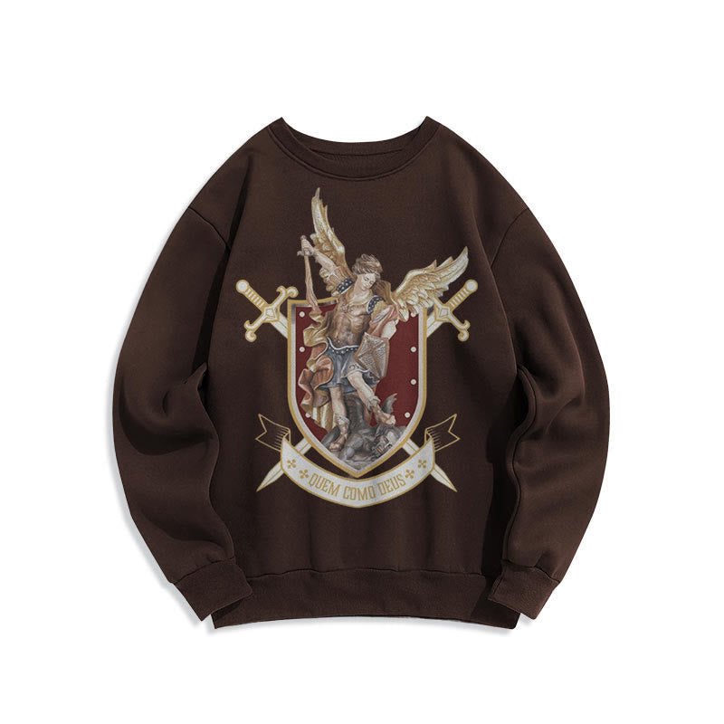 Christianartworkshop Classic Style Saint Michael the Archangel Fleece Lined Polyester Sweatshirt - Brown - 2XL - image 12