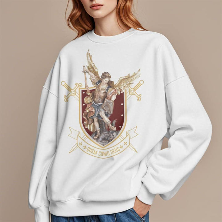 Christianartworkshop Classic Style Saint Michael the Archangel Fleece Lined Polyester Sweatshirt - image 9