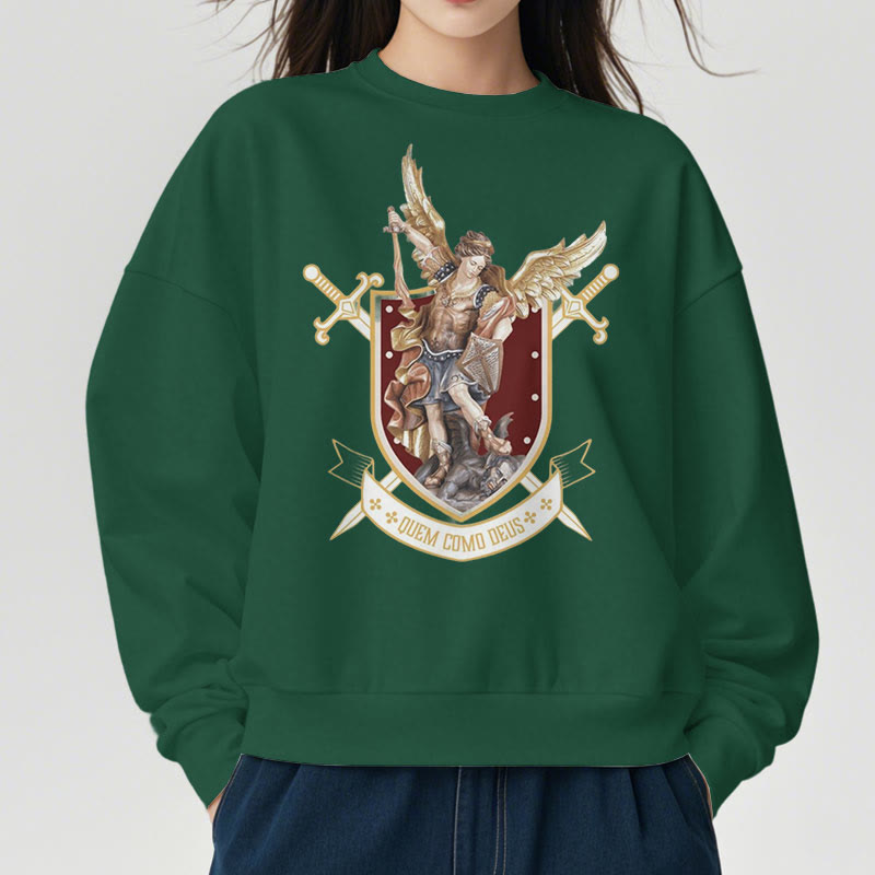 Christianartworkshop Classic Style Saint Michael the Archangel Fleece Lined Polyester Sweatshirt - image 4