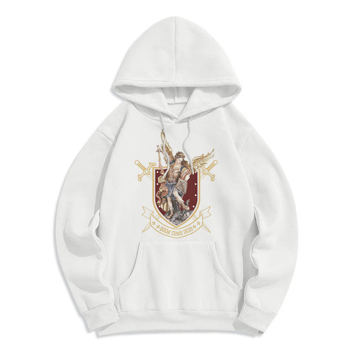 Christianartworkshop Classic Style Saint Michael the Archangel Fleece Lined Polyester Hoodie - White - 2XL - image 9
