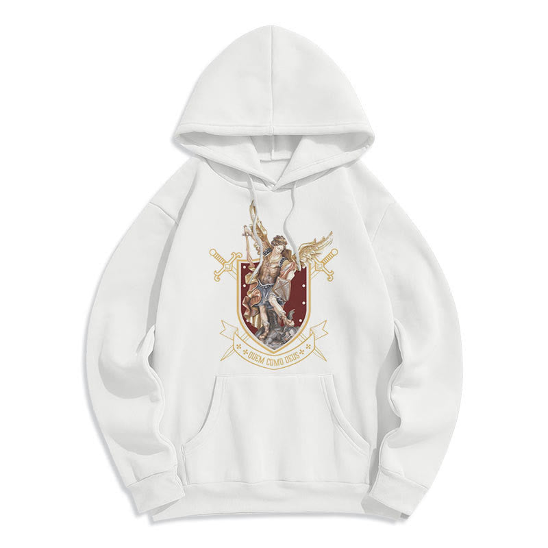 Christianartworkshop Classic Style Saint Michael the Archangel Fleece Lined Polyester Hoodie - White - 2XL - image 7