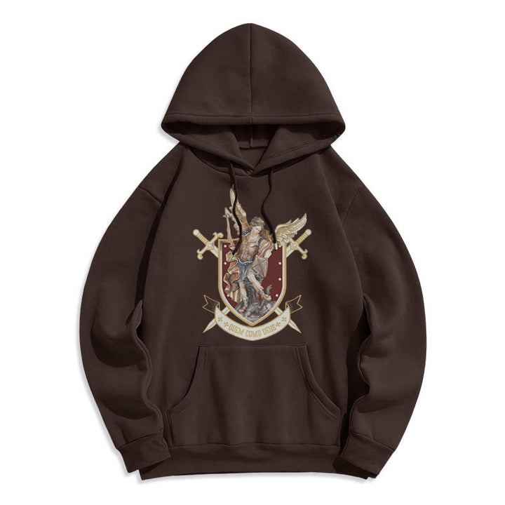 Christianartworkshop Classic Style Saint Michael the Archangel Fleece Lined Polyester Hoodie - Brown - 2XL - image 11