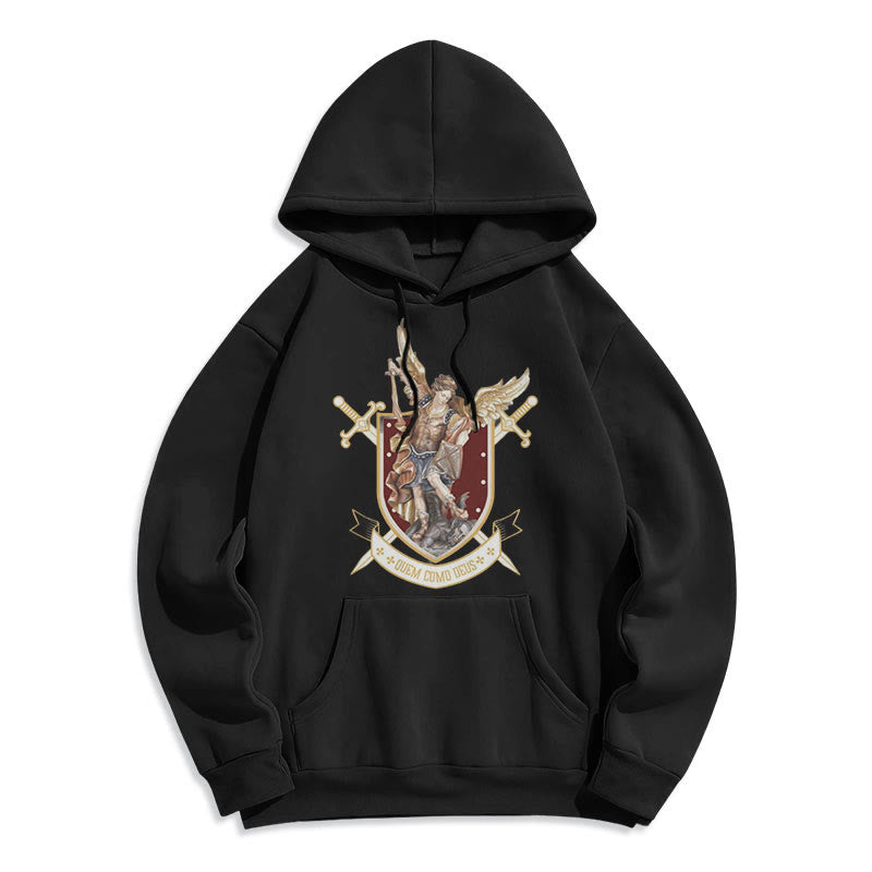 Christianartworkshop Classic Style Saint Michael the Archangel Fleece Lined Polyester Hoodie - Black - 2XL - image 7