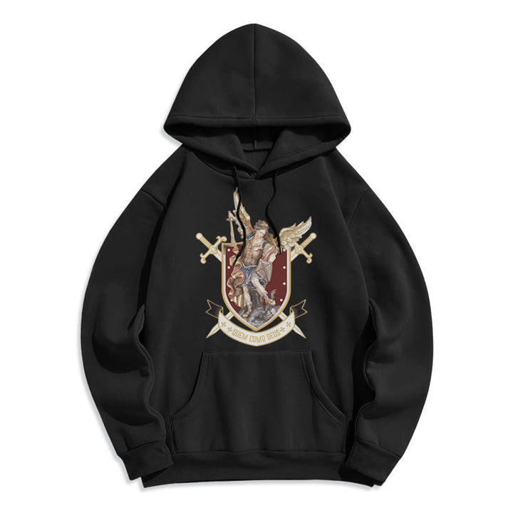 Christianartworkshop Classic Style Saint Michael the Archangel Fleece Lined Polyester Hoodie - Black - 2XL - image 7