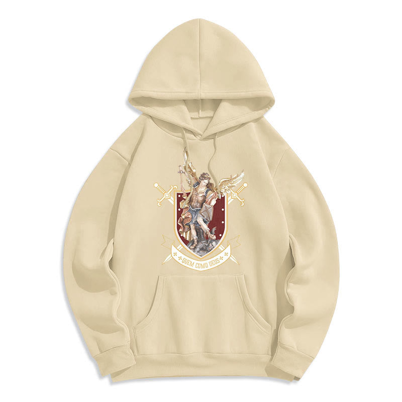 Christianartworkshop Classic Style Saint Michael the Archangel Fleece Lined Polyester Hoodie - Beige - 2XL - image 9