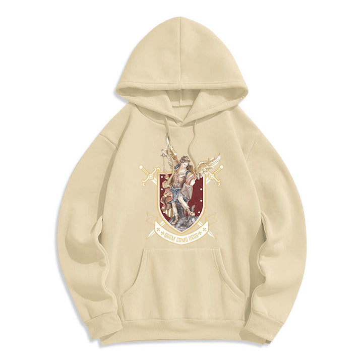 Christianartworkshop Classic Style Saint Michael the Archangel Fleece Lined Polyester Hoodie - Beige - 2XL - image 9