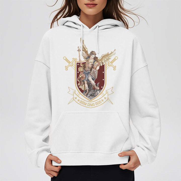Christianartworkshop Classic Style Saint Michael the Archangel Fleece Lined Polyester Hoodie - image 10