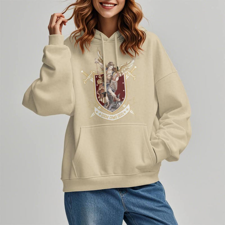 Christianartworkshop Classic Style Saint Michael the Archangel Fleece Lined Polyester Hoodie - image 12