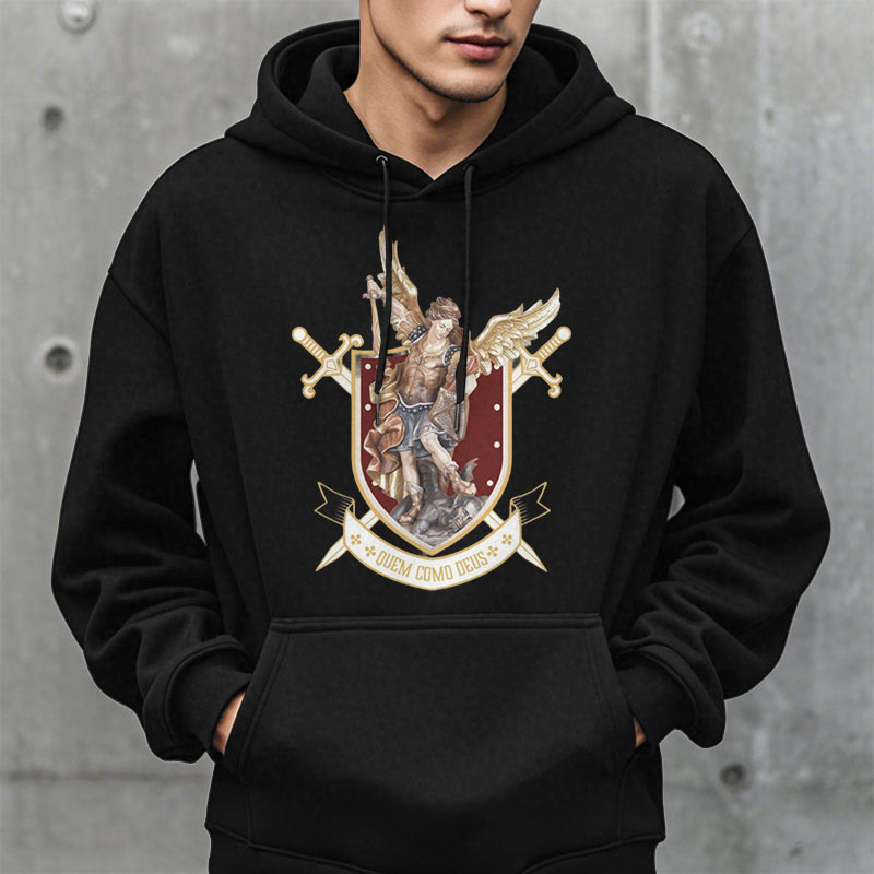 Christianartworkshop Classic Style Saint Michael the Archangel Fleece Lined Polyester Hoodie - image 8