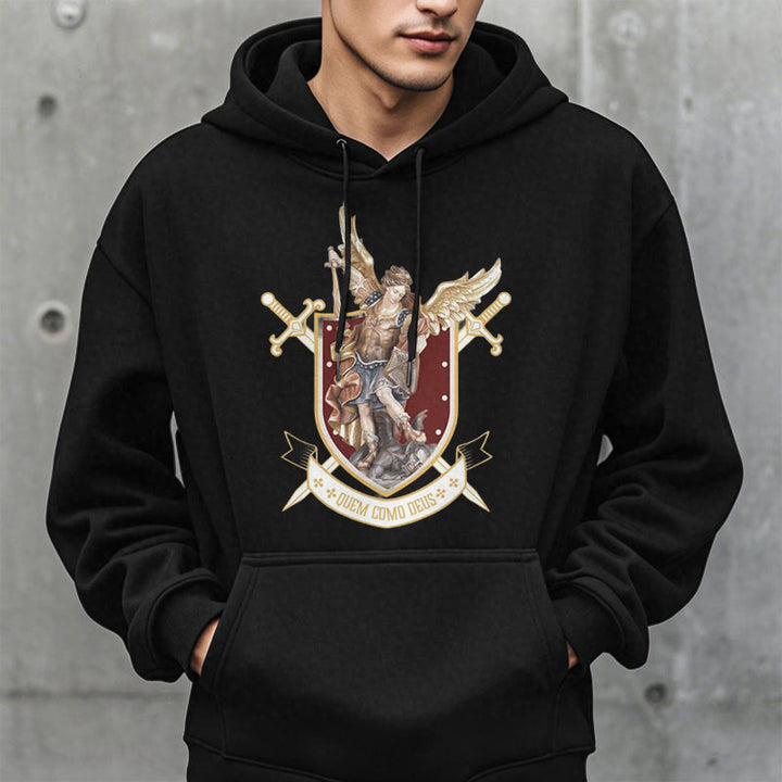Christianartworkshop Classic Style Saint Michael the Archangel Fleece Lined Polyester Hoodie - image 8