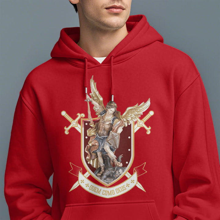 Christianartworkshop Classic Style Saint Michael the Archangel Fleece Lined Polyester Hoodie - image 5