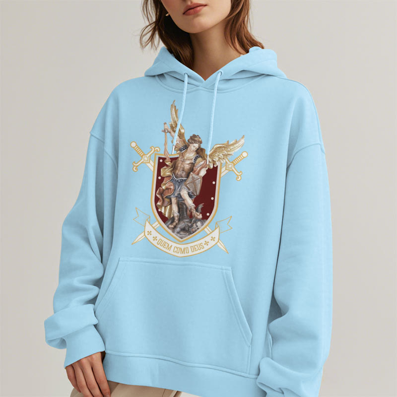 Christianartworkshop Classic Style Saint Michael the Archangel Fleece Lined Polyester Hoodie - image 18