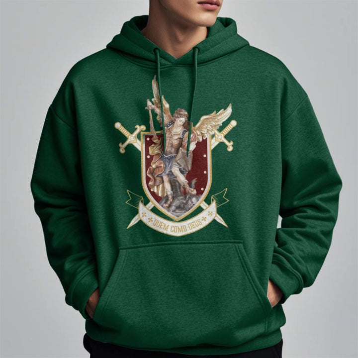 Christianartworkshop Classic Style Saint Michael the Archangel Fleece Lined Polyester Hoodie - image 14