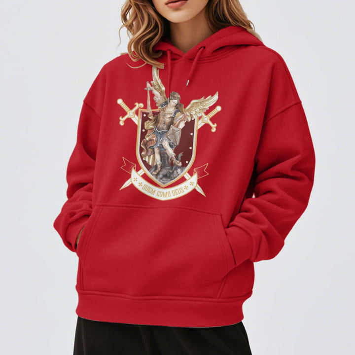 Christianartworkshop Classic Style Saint Michael the Archangel Fleece Lined Polyester Hoodie - image 6