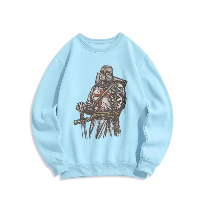 Christianartworkshop Modern Style Crusader's Valor and Faith Fleece Lined Polyester Sweatshirt - Blue - 2XL - image 15