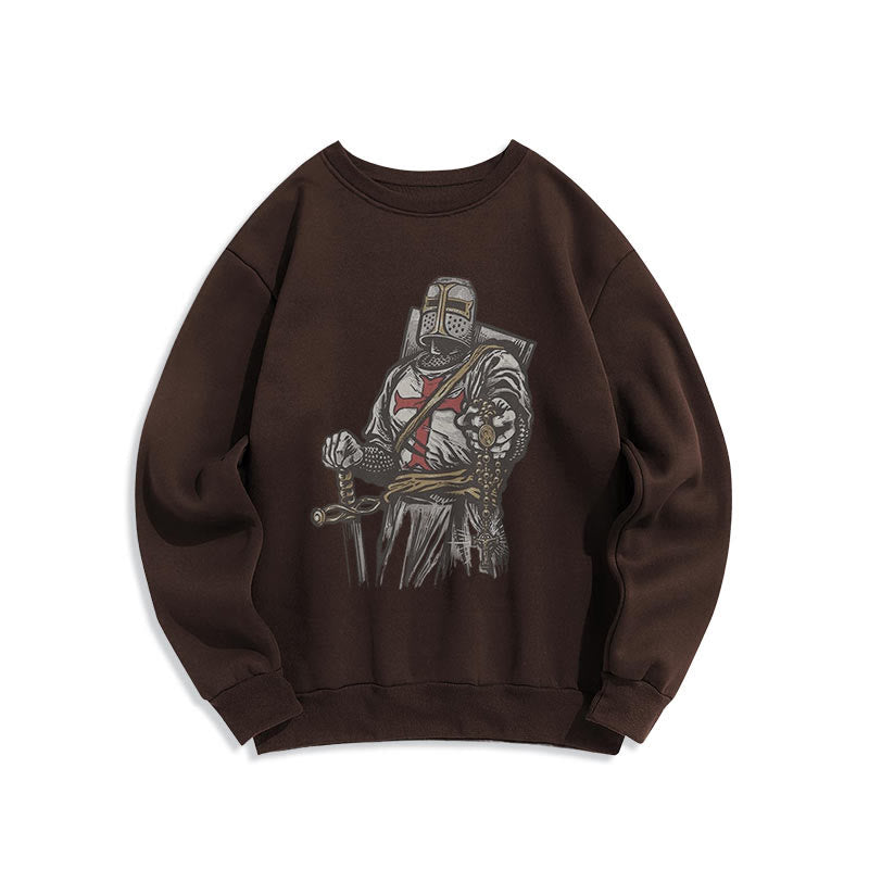 Christianartworkshop Modern Style Crusader's Valor and Faith Fleece Lined Polyester Sweatshirt - Brown - 2XL - image 11