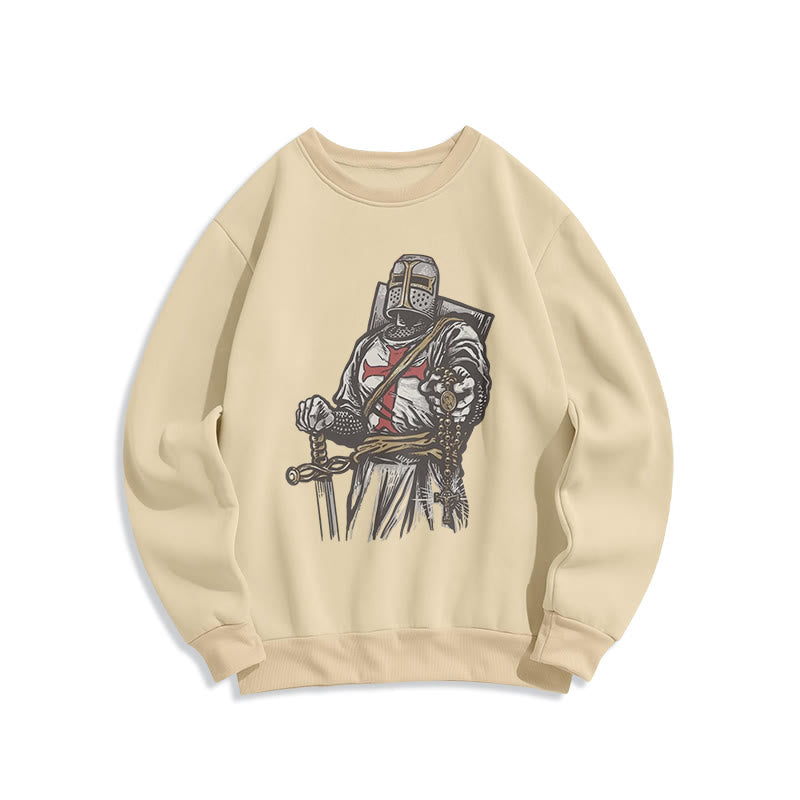 Christianartworkshop Modern Style Crusader's Valor and Faith Fleece Lined Polyester Sweatshirt - Beige - 2XL - image 9
