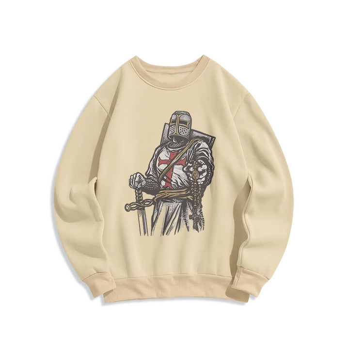 Christianartworkshop Modern Style Crusader's Valor and Faith Fleece Lined Polyester Sweatshirt - Beige - 2XL - image 9
