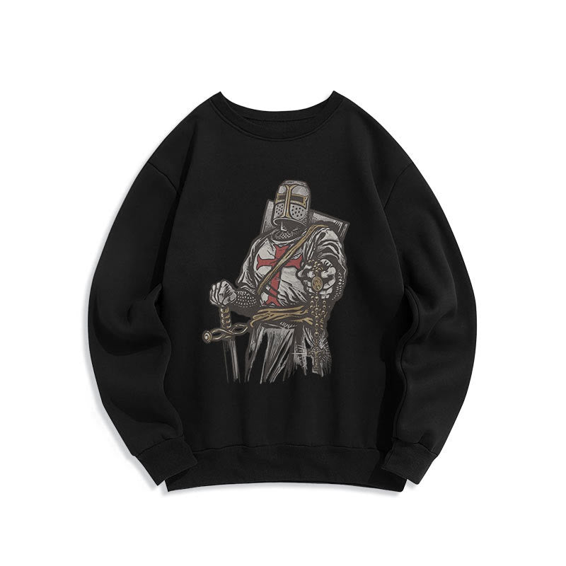 Christianartworkshop Modern Style Crusader's Valor and Faith Fleece Lined Polyester Sweatshirt - Black - 2XL - image 7