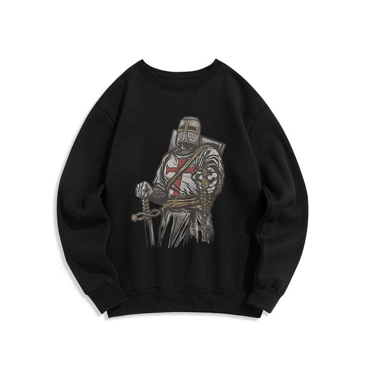Christianartworkshop Modern Style Crusader's Valor and Faith Fleece Lined Polyester Sweatshirt - Black - 2XL - image 7