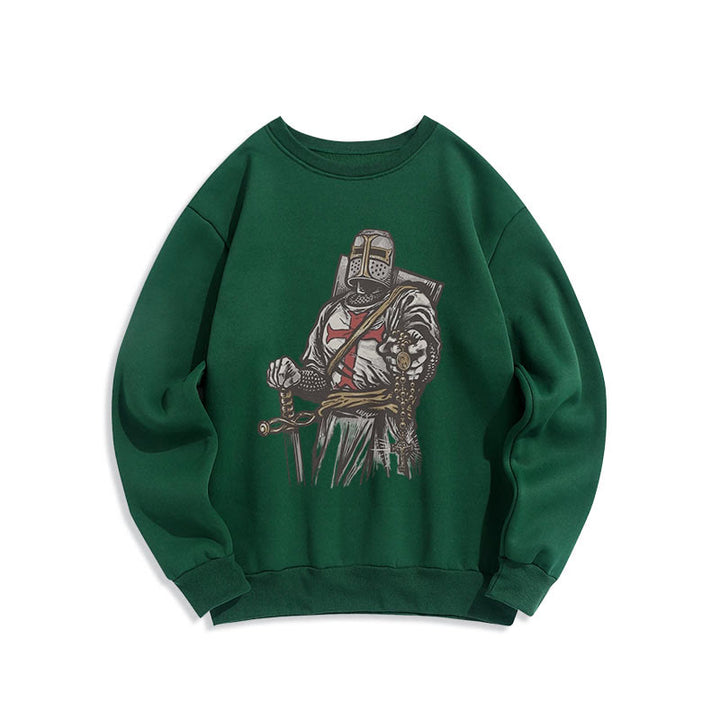 Christianartworkshop Modern Style Crusader's Valor and Faith Fleece Lined Polyester Sweatshirt - Green - 2XL - image 12