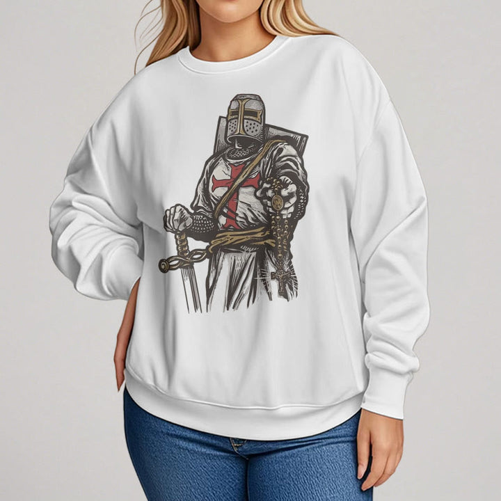 Christianartworkshop Modern Style Crusader's Valor and Faith Fleece Lined Polyester Sweatshirt - image 5